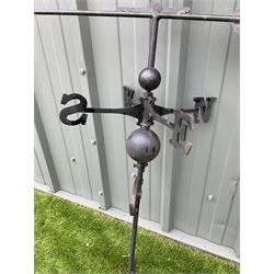 Wrought metal black painted weather vane, cockerel top - THIS LOT IS TO BE COLLECTED BY APPOINTMENT FROM DUGGLEBY STORAGE, GREAT HILL, EASTFIELD, SCARBOROUGH, YO11 3TX