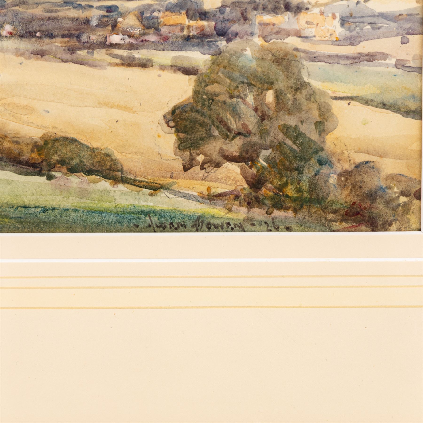 Owen Bowen (Staithes Group 1873-1967): Robin Hood's Bay and Fylingthorpe from Raw, watercolour signed and dated '26, 26cm x 36cm