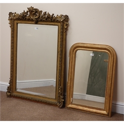 Ornate rectangular bevel edge mirror shell carved frame (W80cm, H113cm) and another mirror (W53cm, H76cm) (2)  