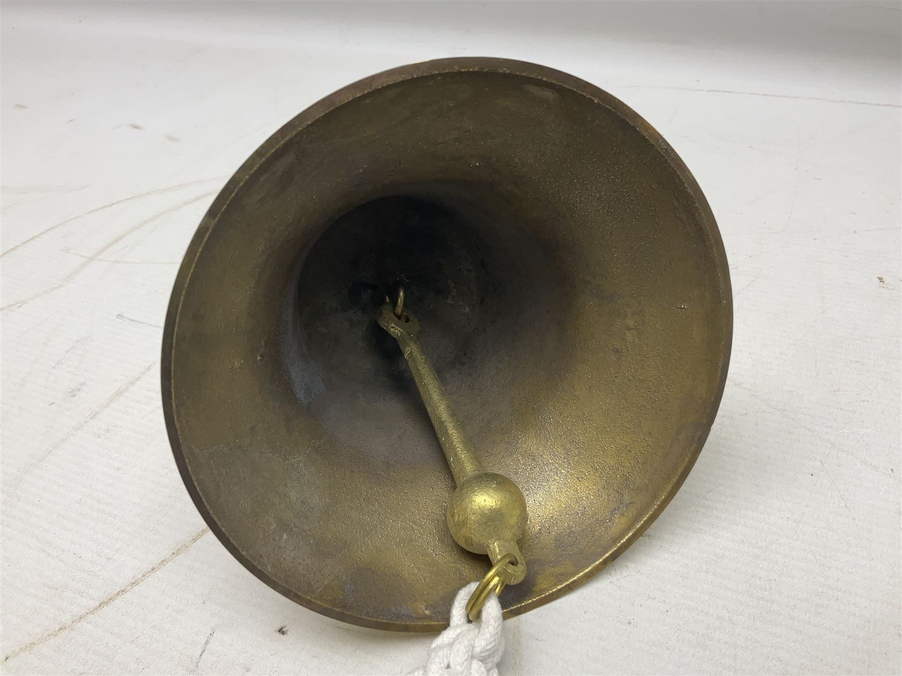 Wall hung brass bell with clapper, D15cm