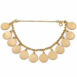 14ct gold 'The Twelve Months of Love' charm bracelet by Franklin Mint, hallmarked, with certificate