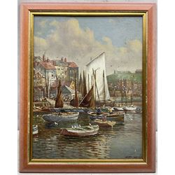 Arthur White (St. Ives Group 1865-1953): Whitby Harbour, oil on board signed 47cm x 36cm