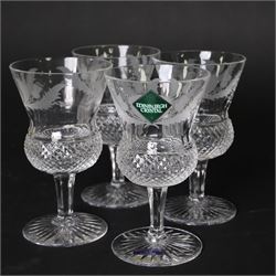 Edinburgh Crystal Thistle pattern suite of glass for ten, comprising champagne, white wine, red wine, brandy balloons, sherry, port and tumblers 