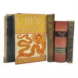 Bertin M. & Breton M.: China Its Costume, Arts, Manufactures etc. 1812 Stockdale London. Four volumes in one. Hand coloured plates. Half leather binding; Doolittle Rev. Justus: Social Life of the Chinese. 1868. Illustrated. Rebound in half morocco with marbled boards; and three other books of eastern interest (5)