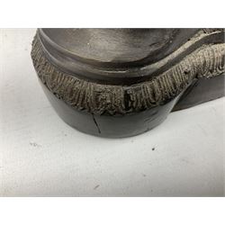 Large and impressive bronze figure of Wellington seated on a horse, on a sarcophogus shaped stepped base impressed 'Meunier Paris', the canted corners inset with battle trophies H68cm L50cm D22cm