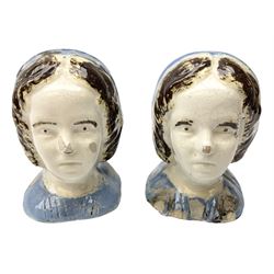 Pair 19th century Scottish pottery furniture rests, circa 1860, probably depicting Florence Nightingale, decorated in polychrome and brown glaze, H12cm, together with Garland Peter: Ceramic Furniture Rests, Garland/Synergie Group, 2011
Cf. Peter Garland, Ceramic Furniture Rests, p. 51, fig. 76 for a comparable pair.
