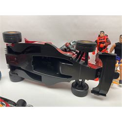 Action Man - six modern figures with associated vehicles/accessories comprising Mission Grand Prix car, motorbike with sidecar, go-kart, motorbike, snowboard and bicycle 