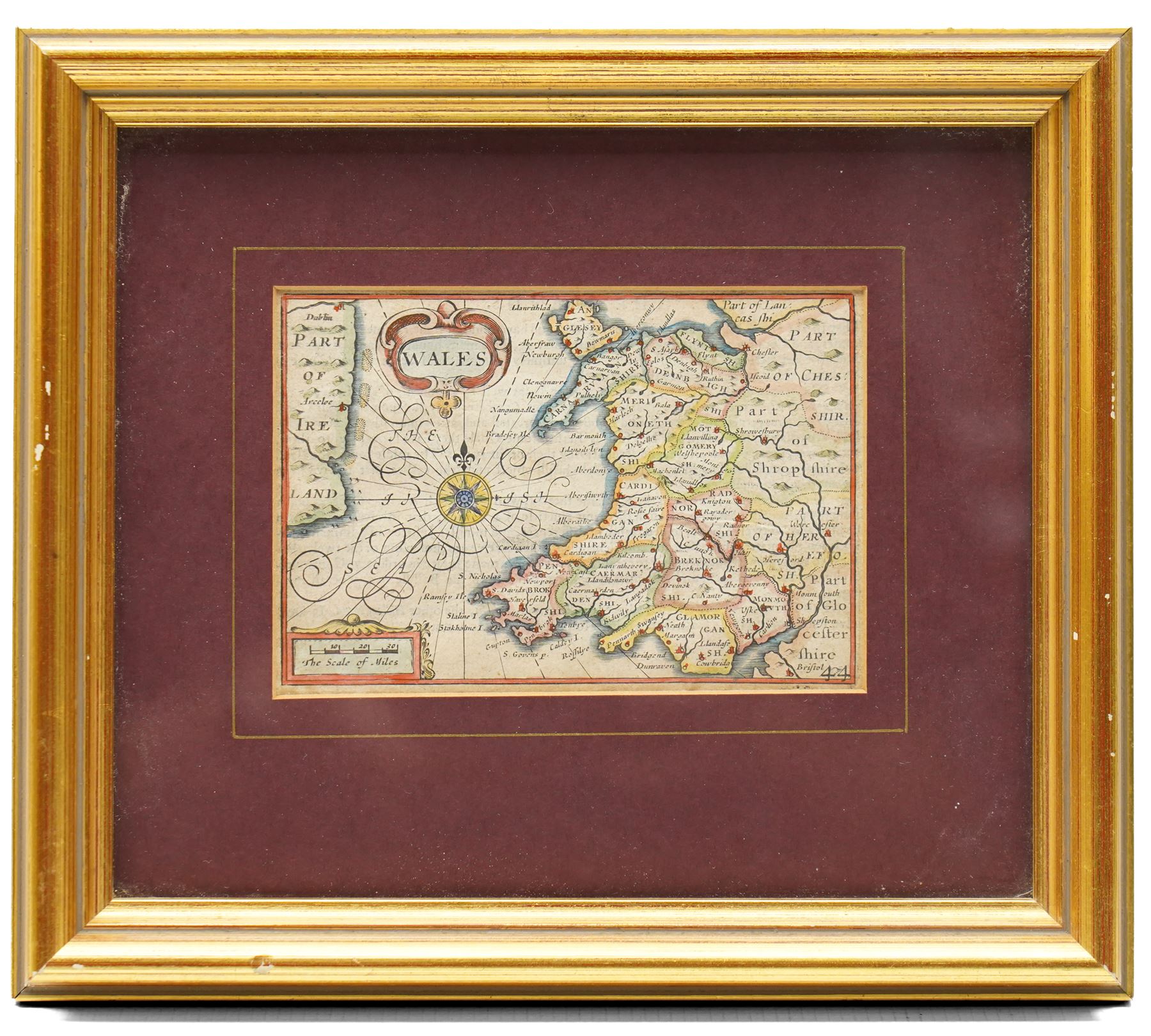 Pieter van den Keere (Flemish 1571-1646): 'The Kingdomes of England Scotland and Ireland', set of four 'Speed Miniature' 17th century engraved maps with hand-colouring pub. 1632, 8.5cm x 12cm (4)