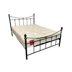 Victorian design black finish metal 4' 6'' double bed and mattress