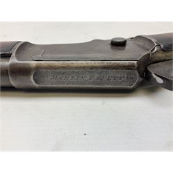 Marlin Firearms Co. USA 'Safety' .32 rim-fire rifle dated 1892, the 61cm barrel with magazine tube under, walnut stock with under lever cocking and crescent butt plate, serial no.153534, L103.5cm