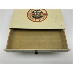 Mid 20th century Dewhurst's 'Sylko' advertising counter top three drawer chest, H14.5cm