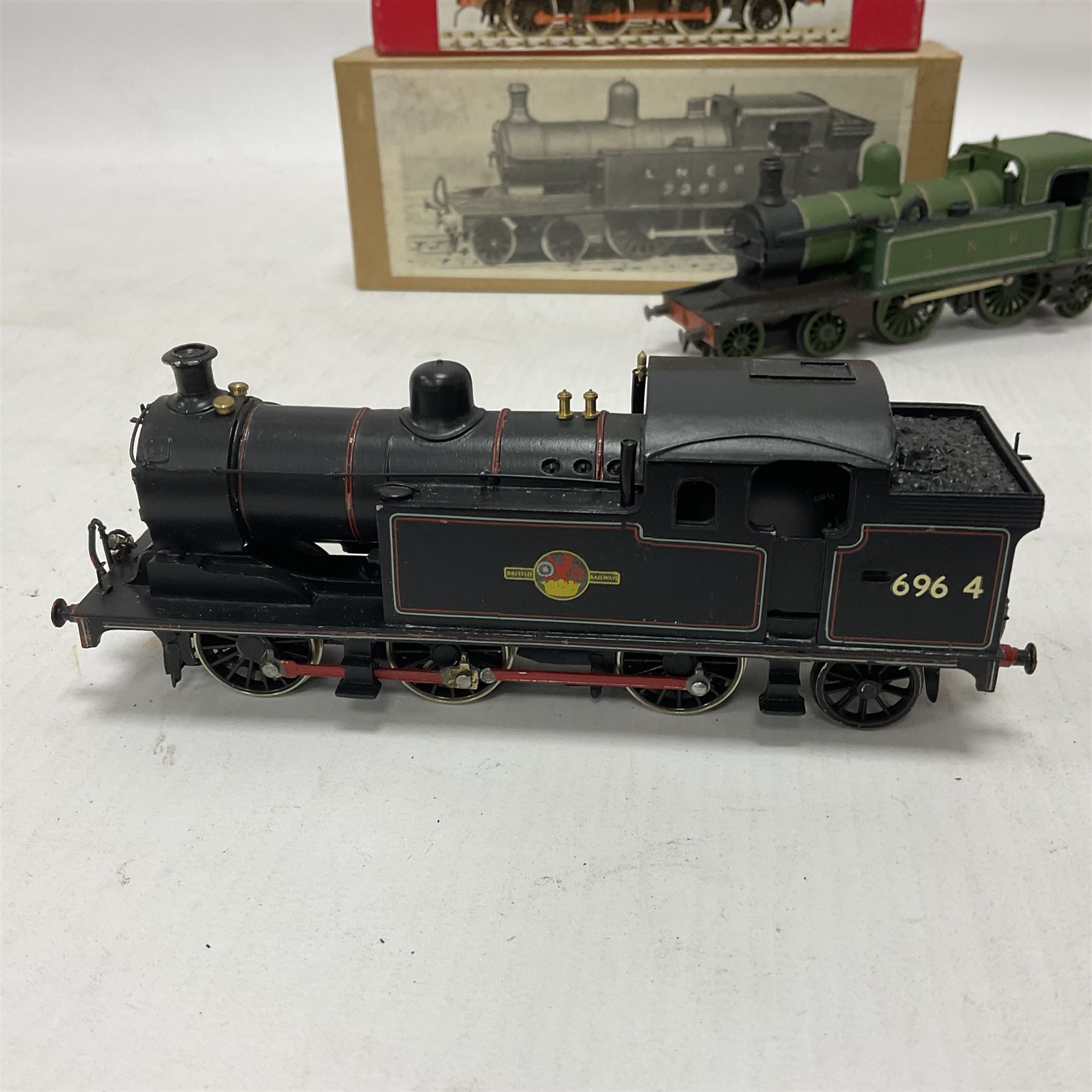 ‘00’ gauge - two kit built steam locomotives comprising Class N7 LNER/BR 1/4/5 0-6-2T no.69614 finished in BR black with South Eastern Finecast box; Class C12 GNR/LNER/BR 4-4-2T no.1527 finished in GNR green with plain brown box labelled ‘Finecast’ (2) 