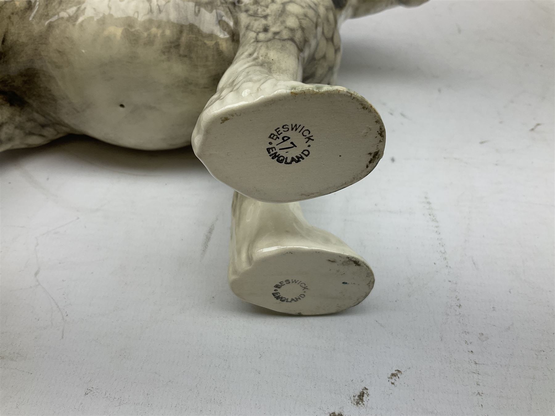 Beswick Shire horse in rocking horse grey no. 818, with printed mark beneath, H21cm