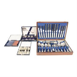 Cased silver plated canteen, tea knives and spoons