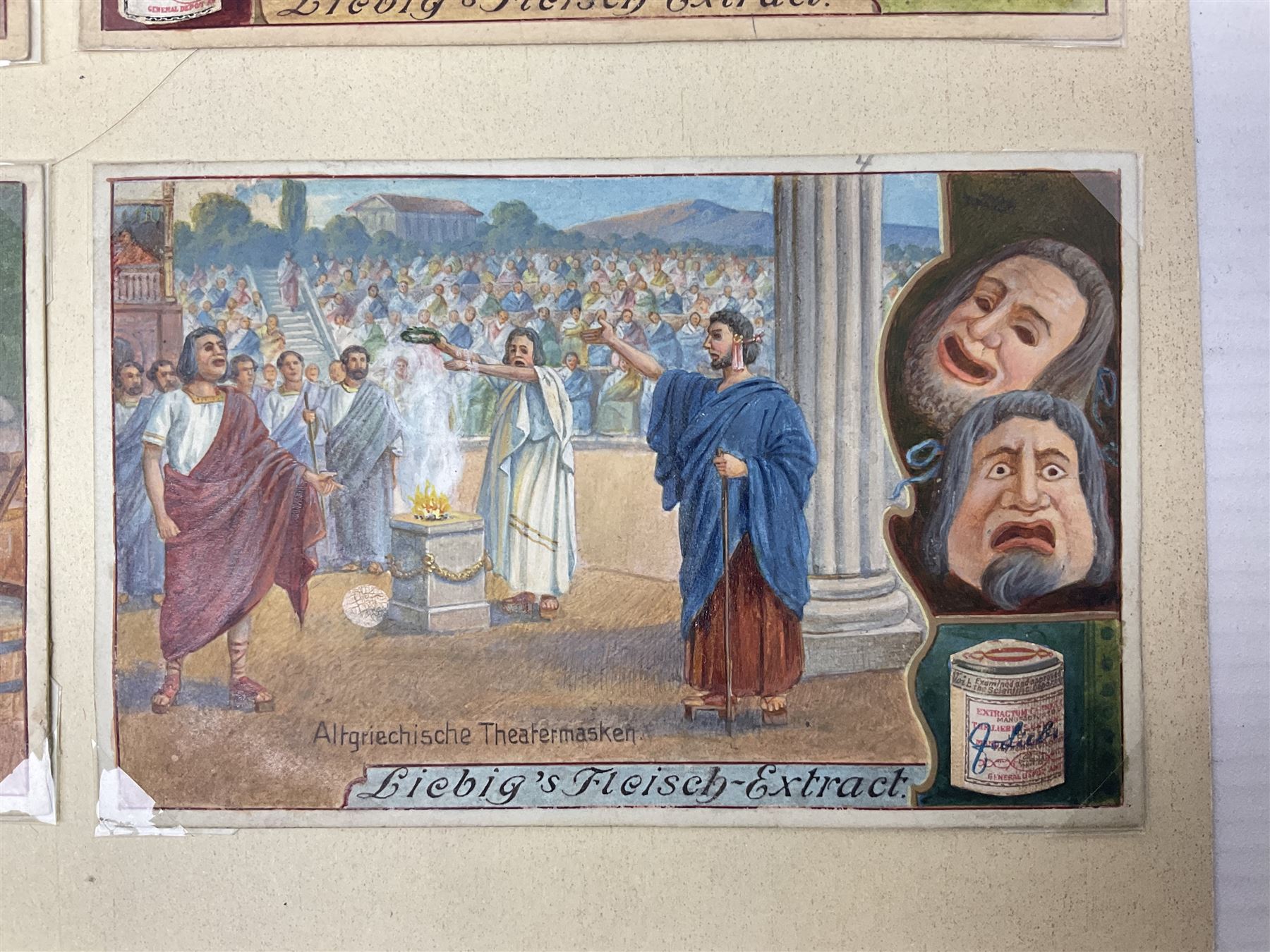 Six original Liebig watercolour illustrations:  'Le Masque' 1912