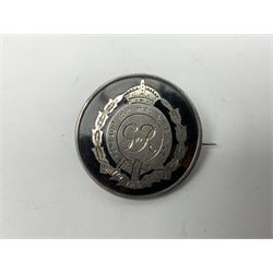 Five silver sweetheart brooches - Royal Artillery with marcasite, Naval with marcasite, George VI Royal Engineers with tortoiseshell, Royal Marines Gibraltar with enamel and South African General Service with blue enamel (5)
