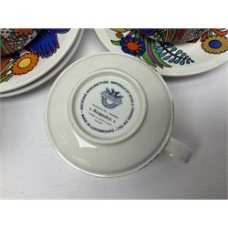 Villeroy & Boch Acapulco pattern coffee set for six, comprising coffee pot, milk jug, sugar bowl, seven coffee cups and six saucers, all with printed mark beneath