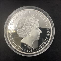 Queen Elizabeth II Bailiwick of Jersey 2016 'Masterpiece Poppy' silver proof five ounce ten pounds coin, cased with certificate