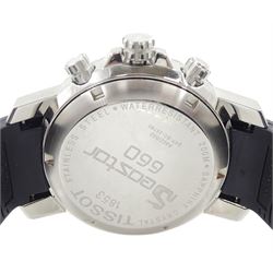 Tissot PRC 200 gentleman's stainless steel chronograph quartz wristwatch, Ref. T461, white dial with subsidiary seconds dial, on original stainless steel bracelet and a Tissot Seastar 660, chronograph quartz wristwatch, black dial with subsidiary seconds dial, on original rubber strap, with stainless steel clasp, both boxed