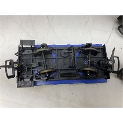 Three LGB (Lehmann Gross Bahn) G scale, gauge 1, rolling stock wagons, comprising two Lake George and Boulder wagons and an Auto Express wagon, together with a LGB passenger coach, other LGB rolling stock and a Lehmann Rigi900 ski lift