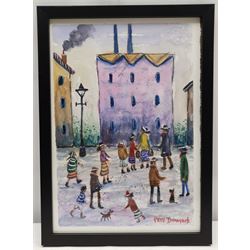 Pete Dimmock (Northern British Contemporary): 'Street People Dog Industrial Kids', watercolour signed 27cm x 18cm