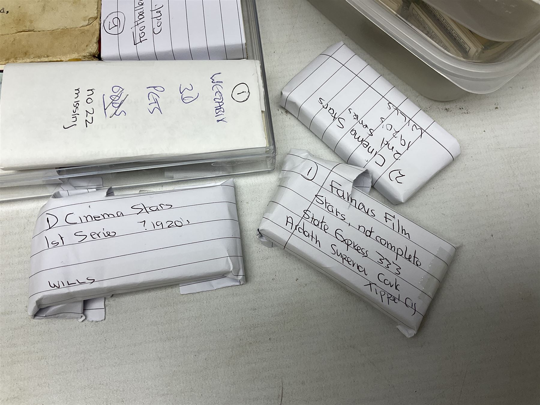 Quantity of mostly cigarette cards, housed in ring binder albums and loose, by Ardath, W.D. & H.O. Wills, John Player & Sons, The American Tobacco Co etc, including famous film stars, cinema stars, wild birds, poultry, dogs etc and various books or catalogues relating to cigarette card collecting, in one box