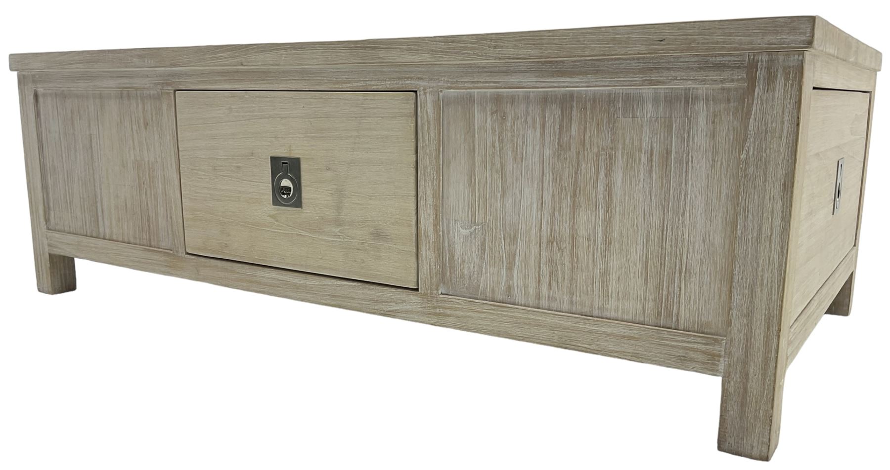 Contemporary lime-washed oak coffee table, fitted with four drawers 
