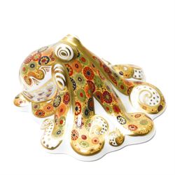 Royal Crown Derby 'Octopus' paperweight, limited edition 522/2500, with gold stopper and certificate, boxed