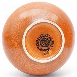 Collection of Pilkington Royal Lancastrian mottled orange vases, impressed marks to base, largest H17cm (3)