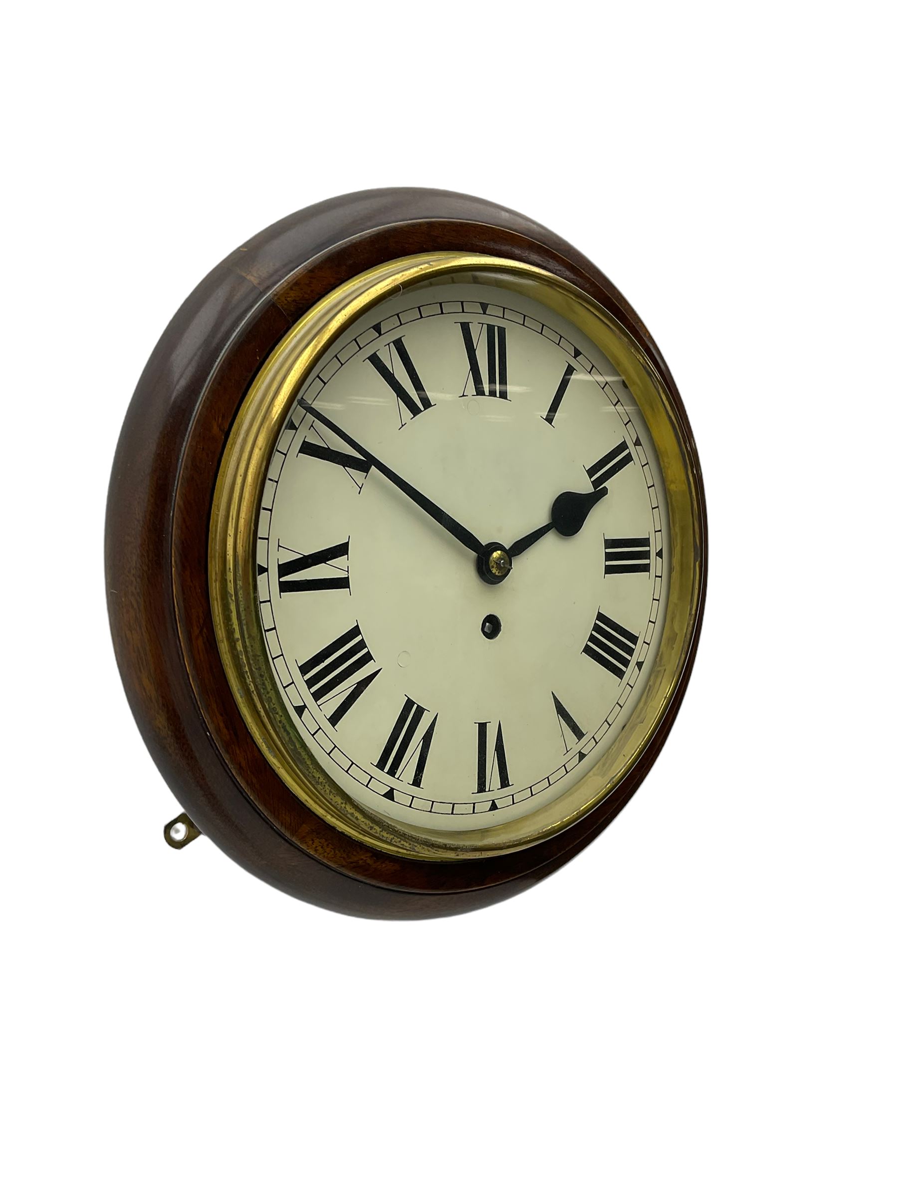 Compact, single train Fusee wall clock in a mahogany case, c1890, 10