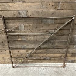 Large wrought metal country driveway or field gate (W324cm, H125cm)and a similar pedestrian gate (W110cm, H108cm)