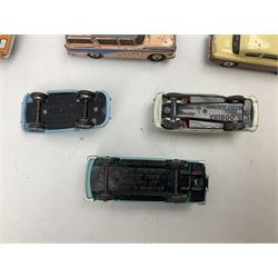 Dinky - thirteen unboxed and playworn/repainted early die-cast cars including Ford Capri No.143, two Studebaker No.172, Humber Hawk No.165, two Nash Rambler No.173, Rolls-Royce Phantom V No.198, Porsche 356a No.162, Singer Gazelle No.168, VW1500 No.144 etc; and a Matchbox Dinky Delamaye 14S Chapron (14)