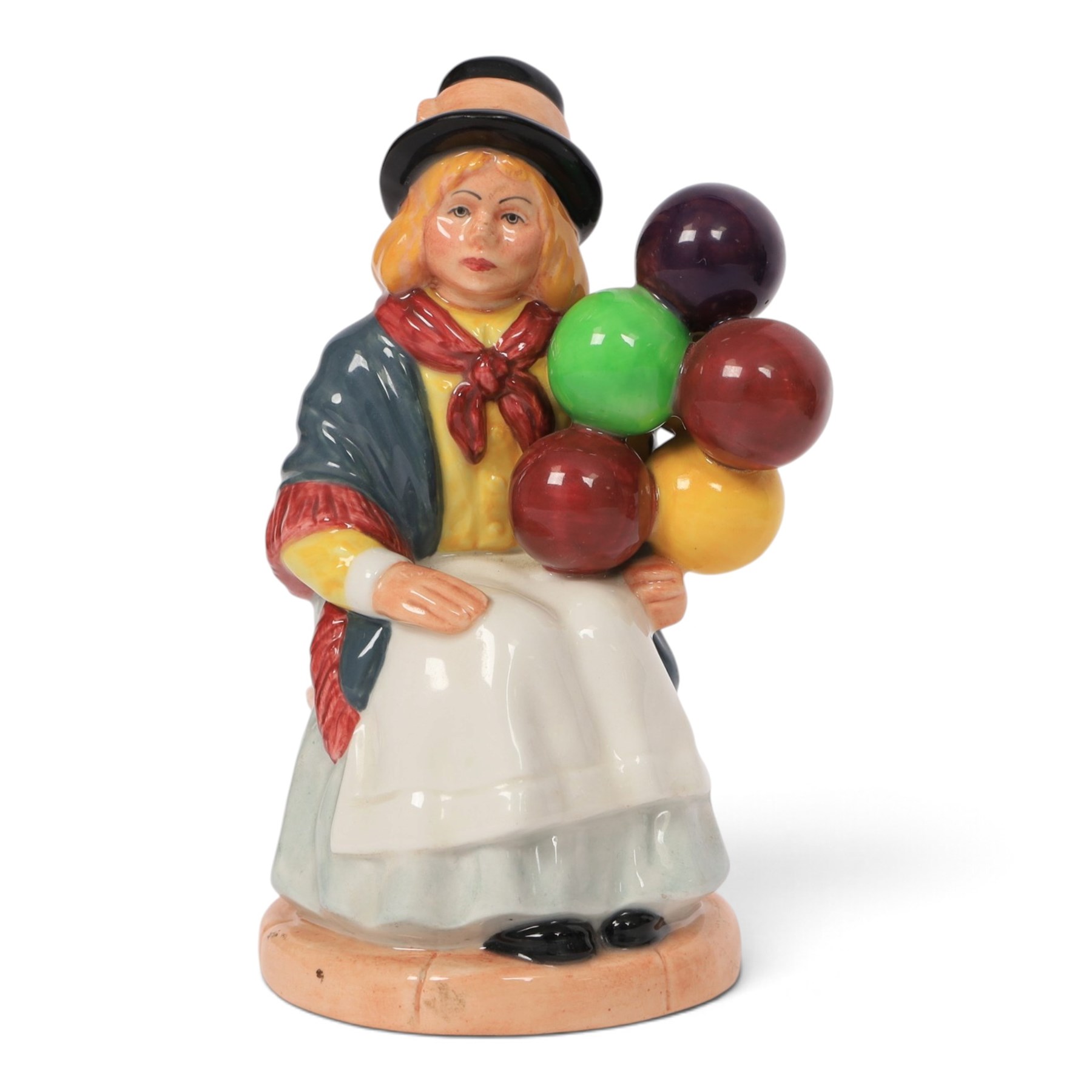 Royal Doulton six balloon seller figures, comprising The Old Balloon Seller HN1315 Biddy Pennyfarthing HN1843, Balloon Girl HN2818, Balloon Boy HN2934, Balloon Lady HN2935 and The Balloon Man HN1954 
