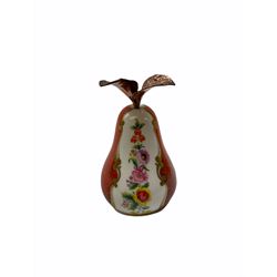 Three Royal Worcester candle snuffers, in the form of a pear, a pineapple and a champagne bottle from the Millennium Collection, the tallest H12cm all with printed mark.  