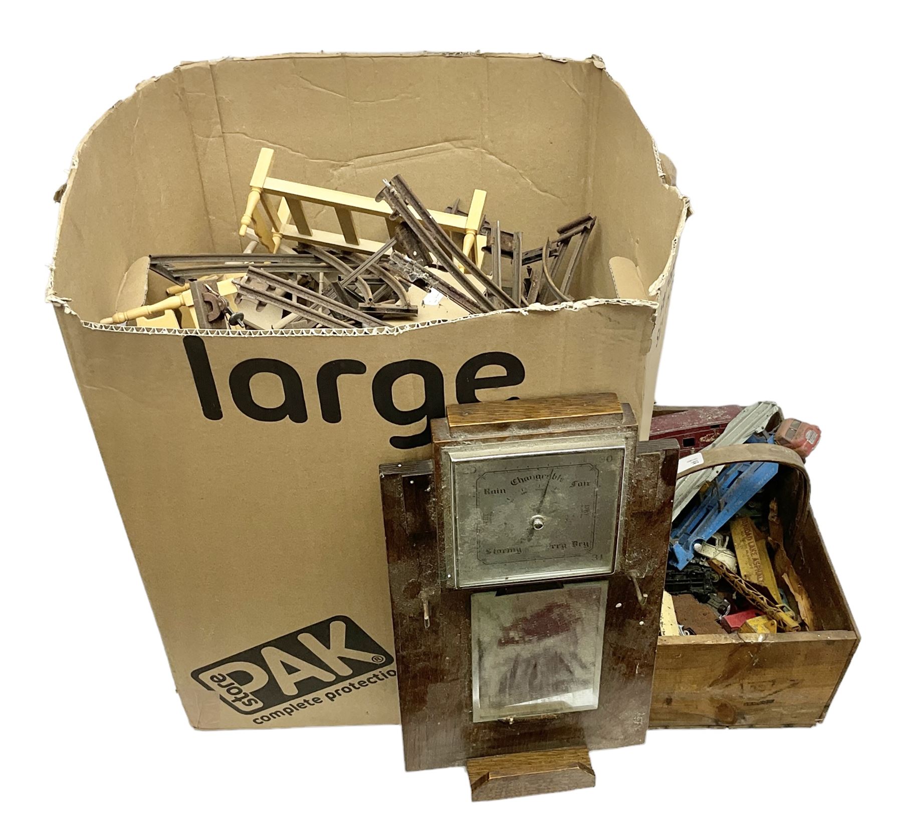 Hornby track together with Dinky Super toys, Corgi Major toys etc 