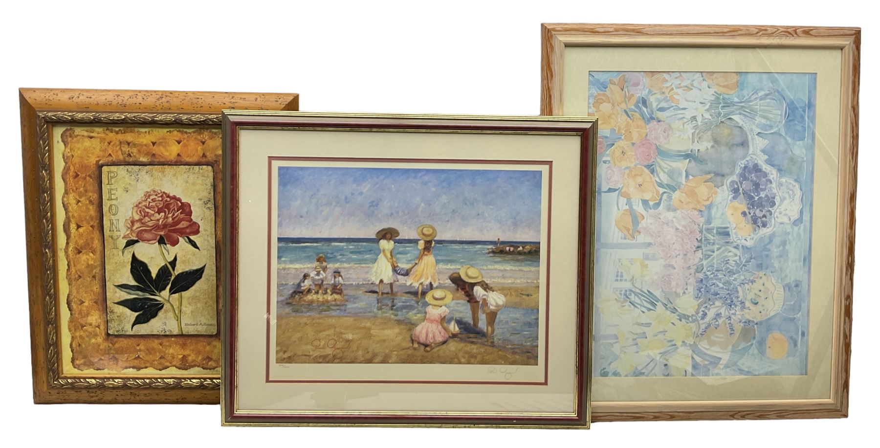 Rene Legrand (French 1923-1996): Children Playing on Beach, limited edition colour print signed in pencil together with two prints (3)