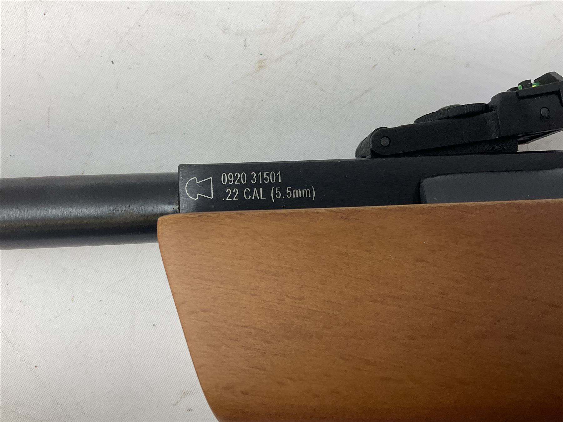 Hatsan .22 break-action air rifle retailed by Edgar brothers with 46cm barrel including fully integrated sound moderator, No.092031501; L113cm overall; in gun sleeve; together with Hawke Vantage 2-7x32 telescopic sight, Bressler Condor 24-72x100 spotting scope with carrying case and Velbon EF-61 tripod; all boxed (4)