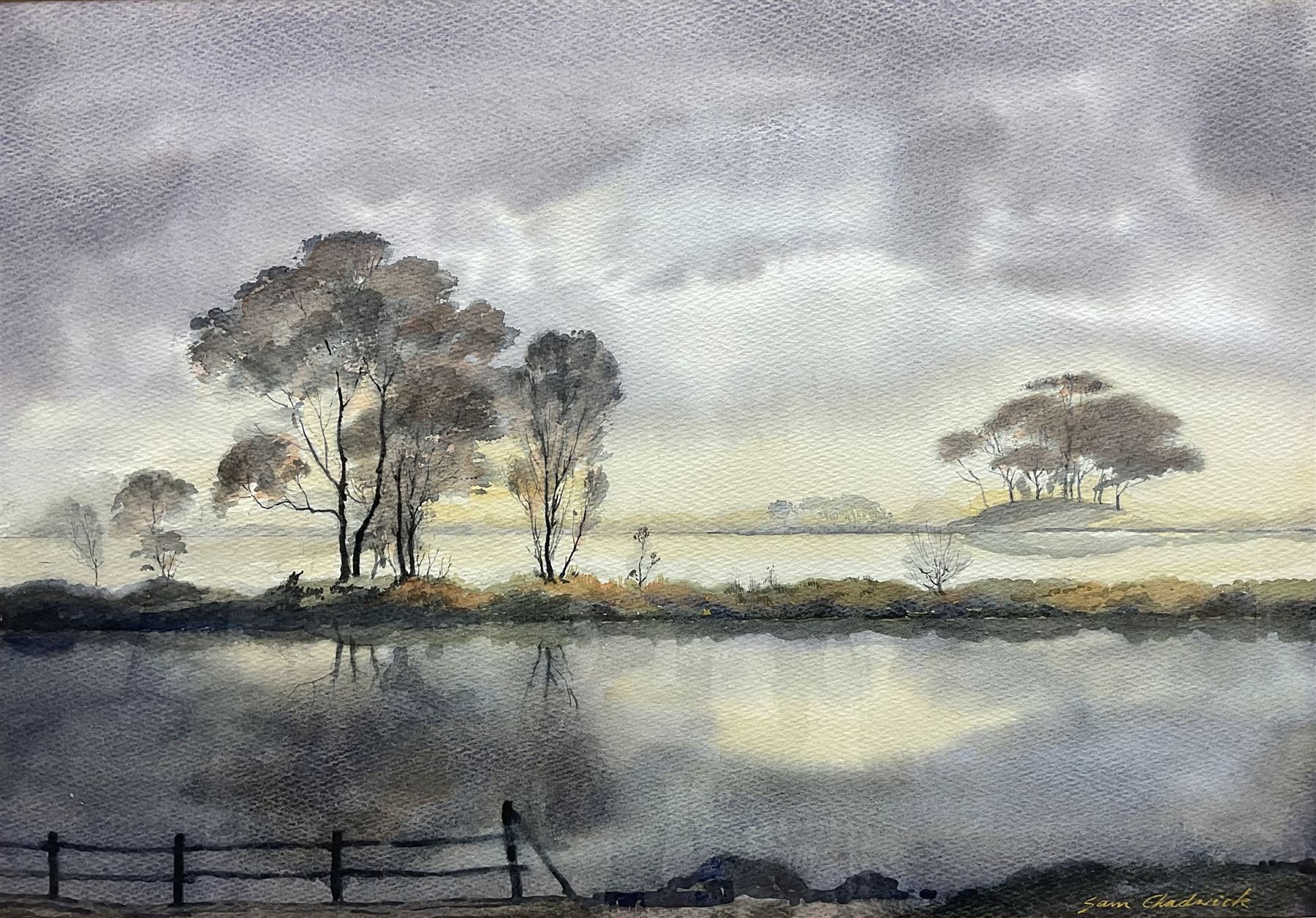 Sam Chadwick (British 1902-1992): 'Appletreewick Yorkshire Dales' and Lake Landscape, near pair watercolours max 41cm x 60cm (2)