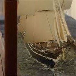 Early 20th century fully rigged waterline model of the Cutty Sark, contained within a glazed wooden case, case H54.5cm