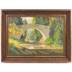 Walter Herbert Allcott (British 1889-1951): 'Greta Bridge - Yorkshire', oil on canvas, signed and titled verso 37cm x 54cm 