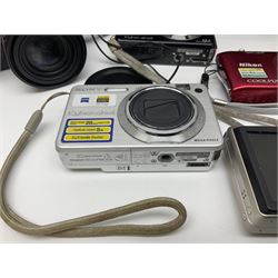 Nikon Coolpix 8700 camera body, serial no 3220838, with Zoom Nikkor Ed 8.9-71.2mm 1:2.8-4.2 lens, together with Canon digital video camcorder and other digital cameras and camera equipment