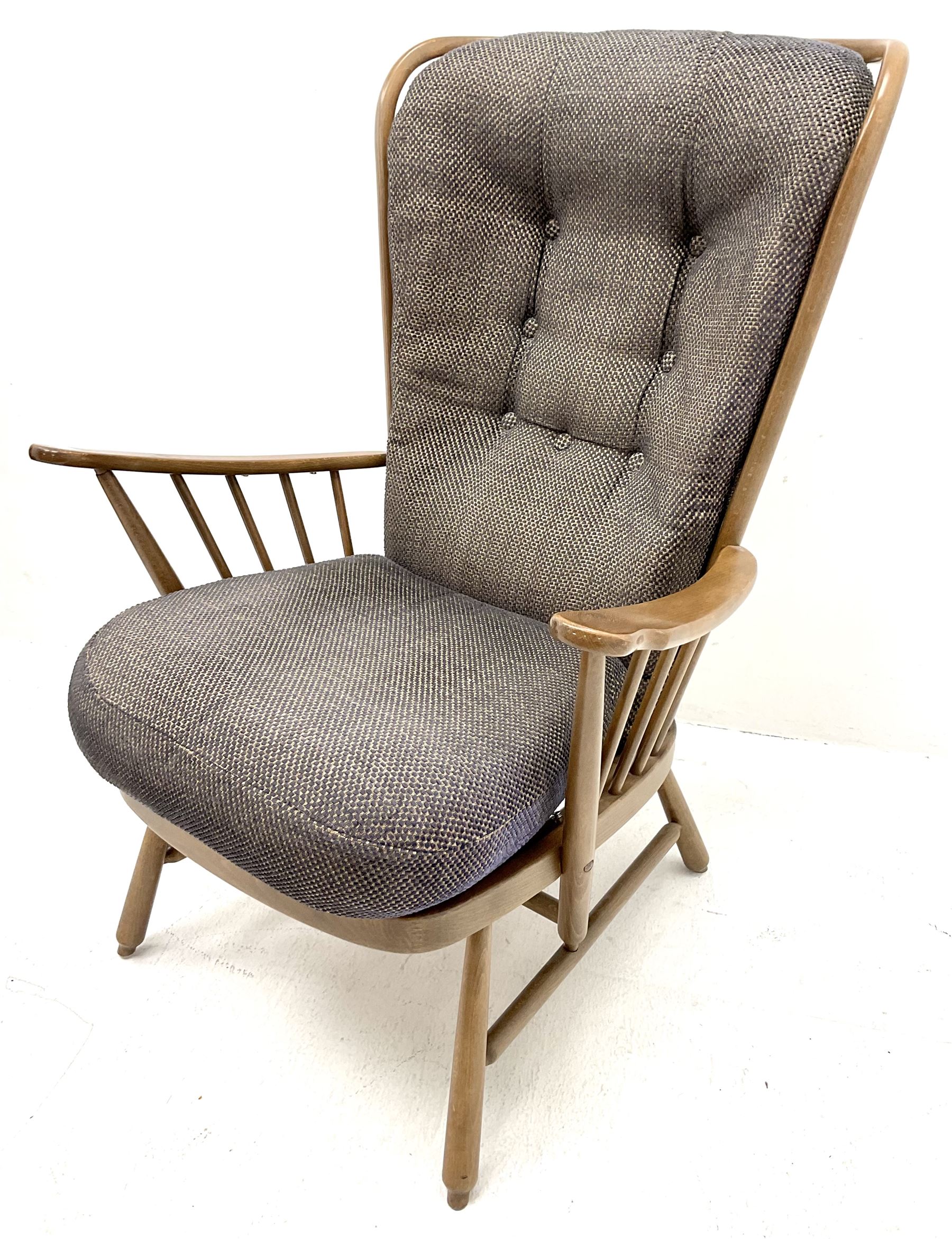 Ercol Evergreen high back easy chair, upholstered back and seat cushion