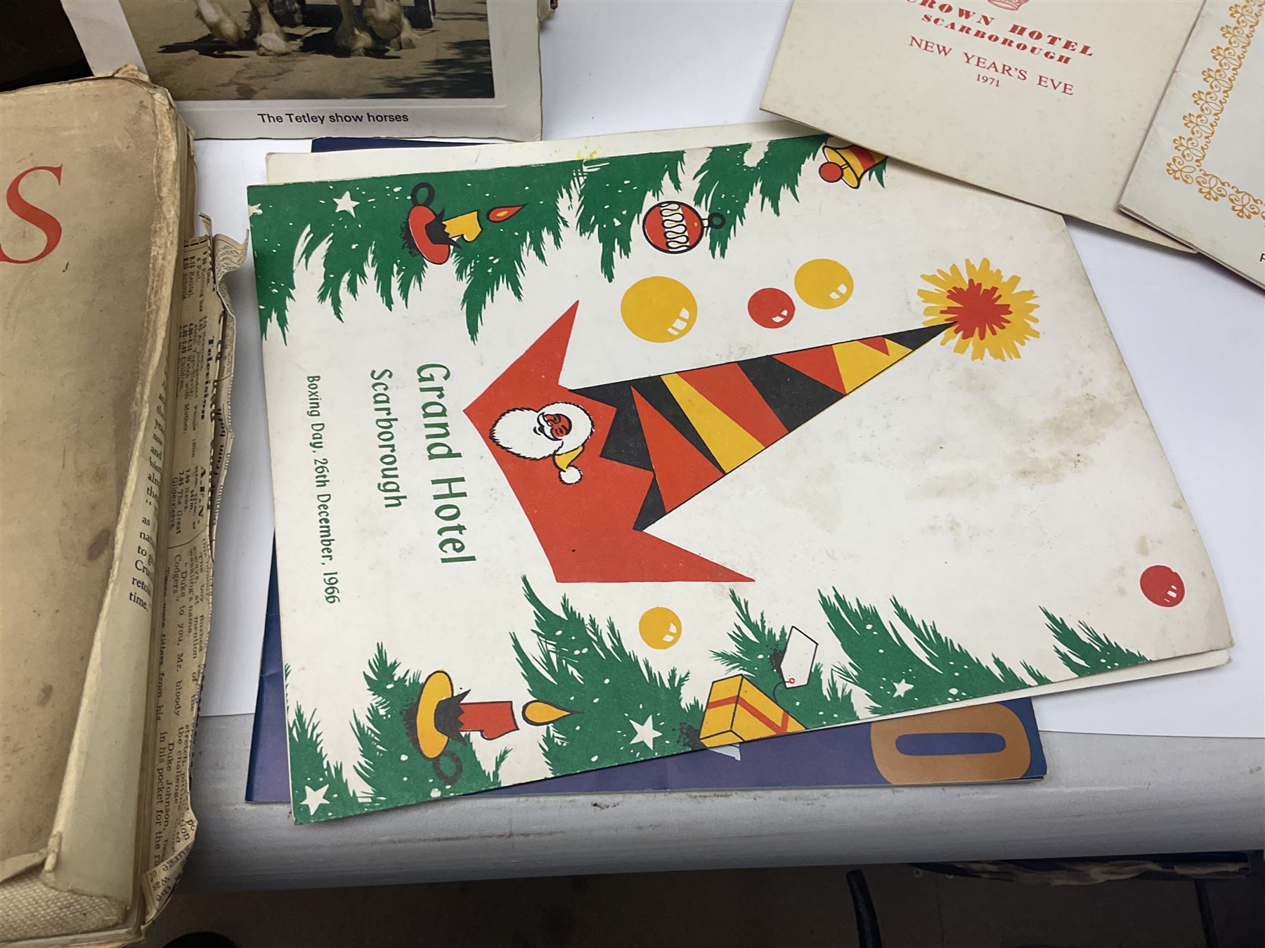 Collection of Scarborough ephemera, to include dinner menus from the Grand Hotel, Theatre programmes, etc