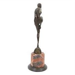 After Johann Philipp Ferdinand Preiss, art deco style bronze figure of a dancer upon a stepped circular plinth, H56cm