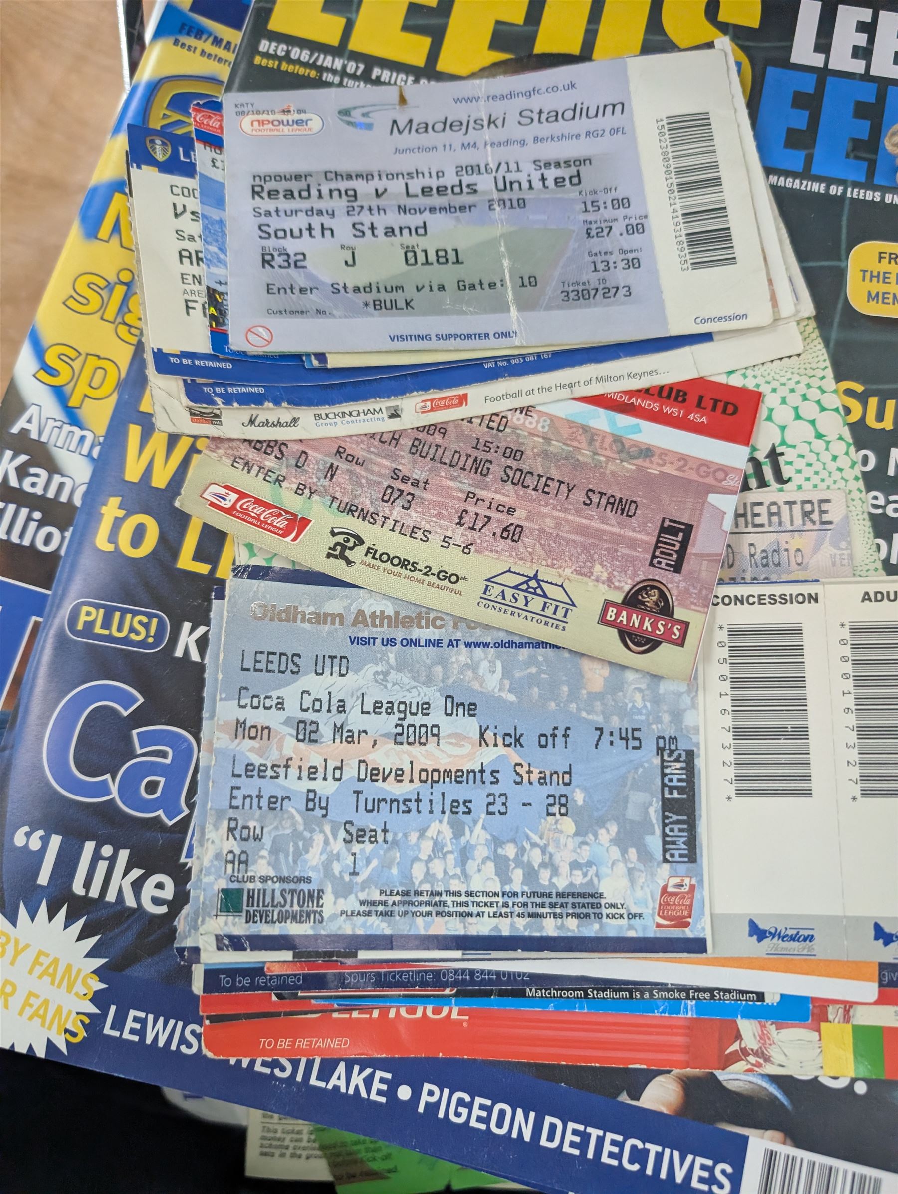 Leeds United programmes, tickets and pennant, including two signed programmes from 2006/7 season