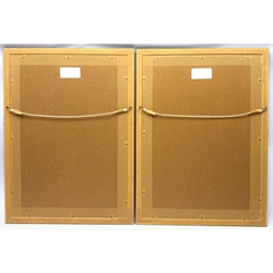 Charles C. Stadden (1919-2002) 'Ack Ack Gun' and 'Normandy Landing', pair of watercolours, signed 43 x 27.5cm, mahogany stained frames NB. Charles C. Stadden was a military sculptor, model maker and artist.