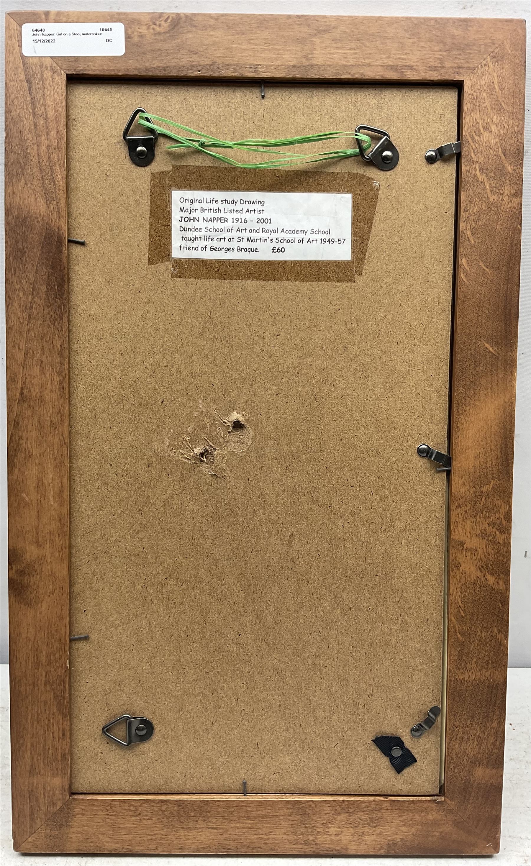 John Napper (British 1916-2001): Girl on a Stool, watercolour signed and indistinctly dated '33, 39cm x 20cm