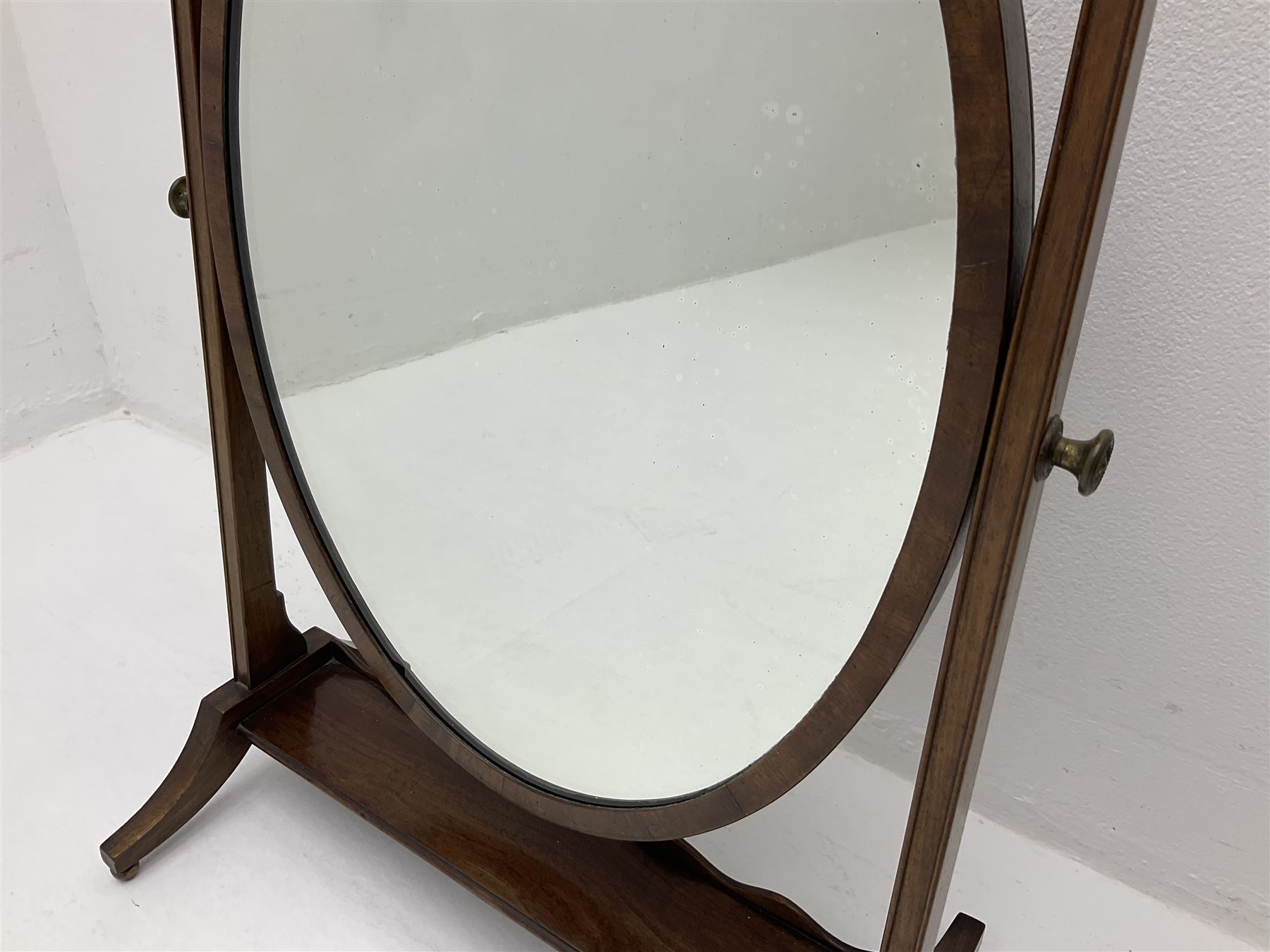 Mahogany framed Georgian style oval dressing table mirror, H65cm
