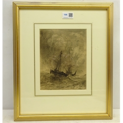  George Sheffield (British 1839-1892): The Approaching Storm, monochrome watercolour initialled 21cm x 16cm Provenance: with Abbott & Holder Museum St. London, label verso  