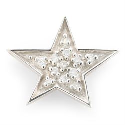 14ct white gold diamond star pendant, pave set with ten round brilliant cut diamonds